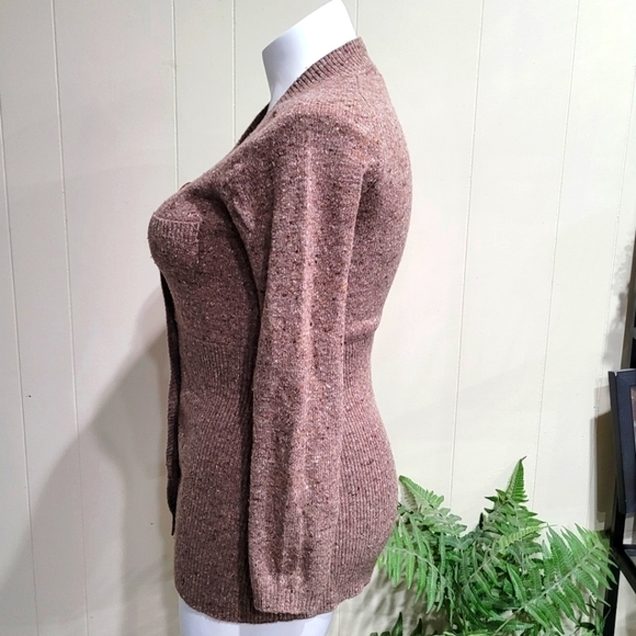 TALBOTS Tan WOOL BLEND Cardigan SWEATER Button Front Long Sleeve Women’s Sz S - Picture 5 of 14